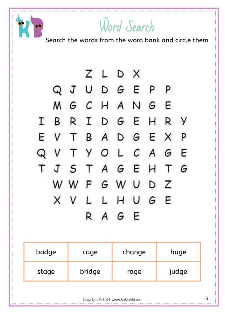 Soft C Words Spelling Challenge