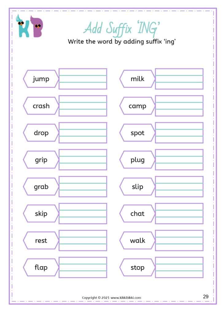 Learning Worksheets for -ing Words
