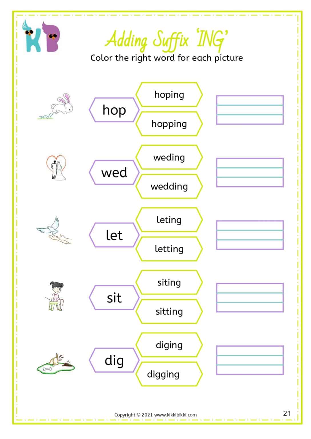 Adding Suffix-ing | Free Phonics Printable Worksheets