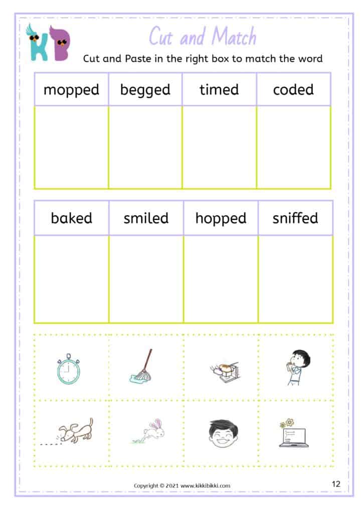 Learning Worksheet about -ed Words