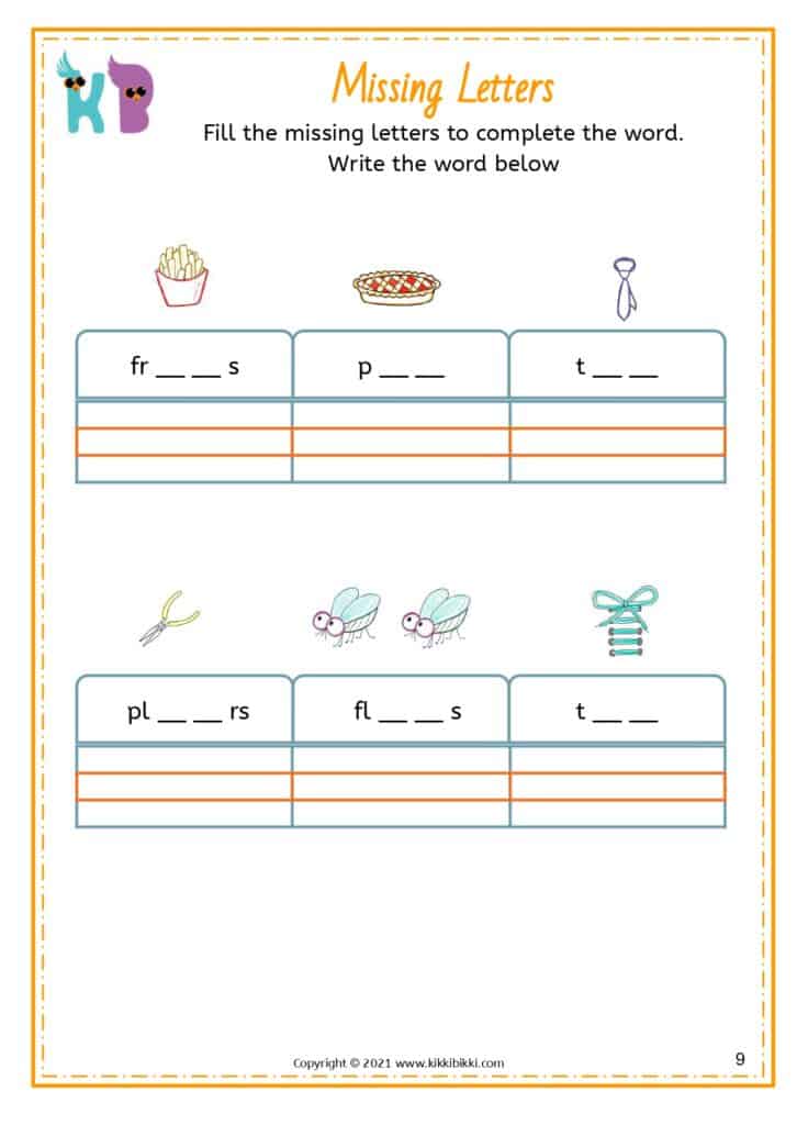 Long i Words Worksheet with Pictures