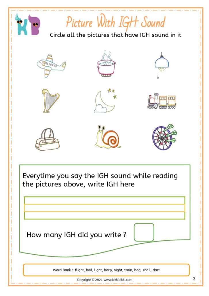 Kindergarten igh Words Worksheet