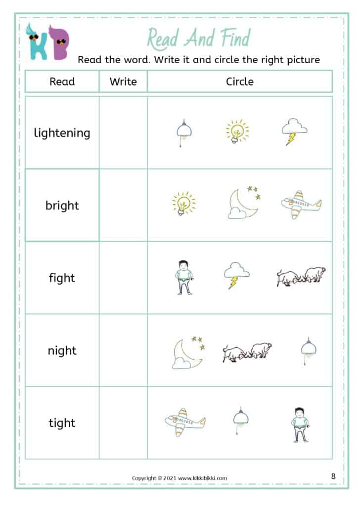 Learning Phonics: igh Words Worksheet