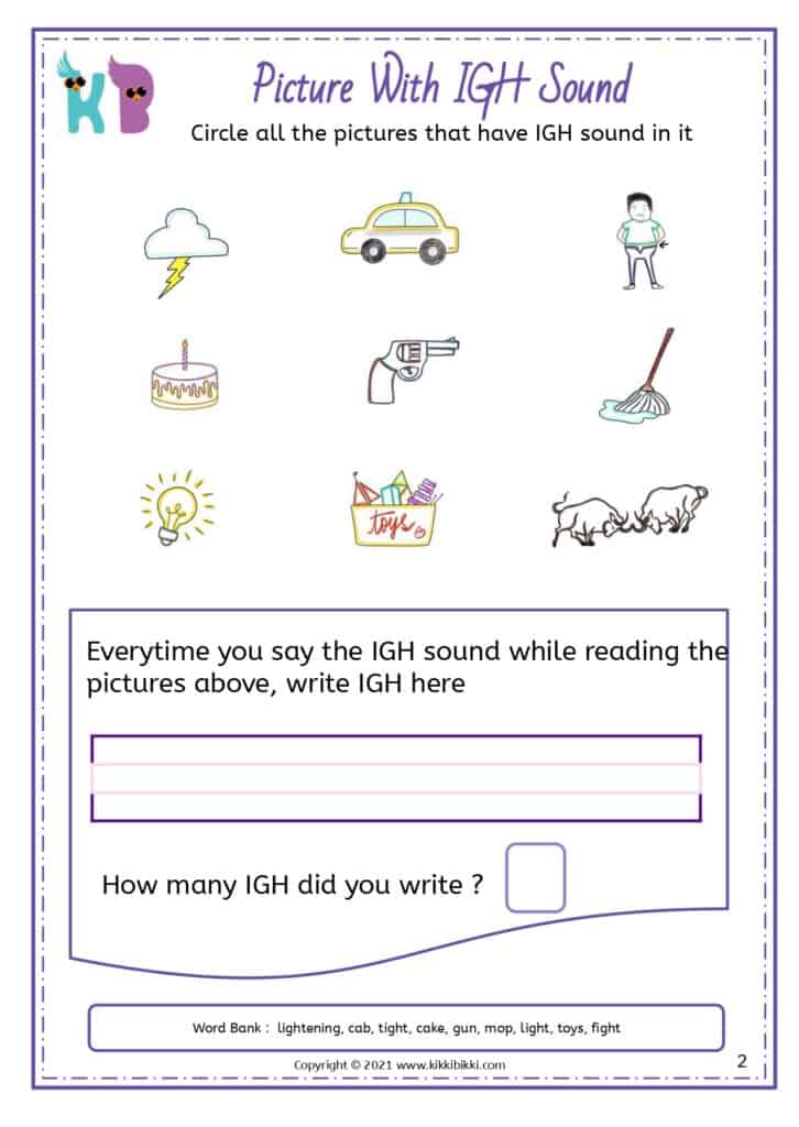 Reading Practice: igh Words Worksheet