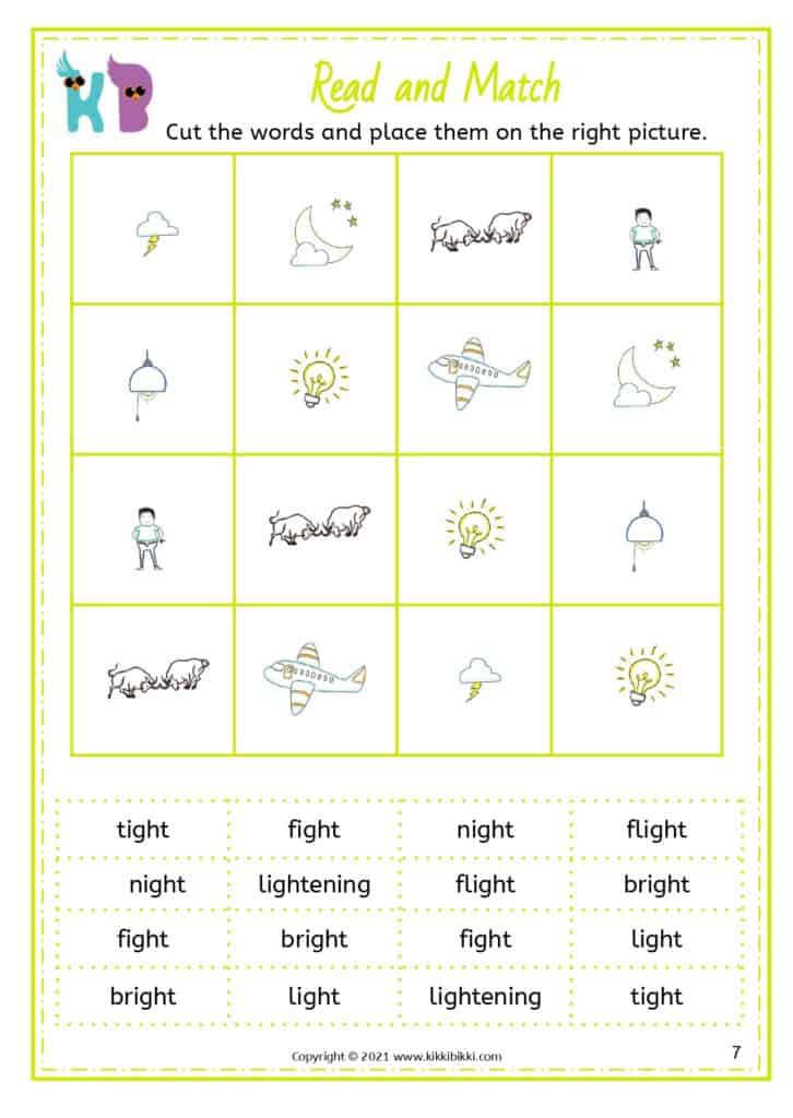 Literacy Skills: igh Words Worksheet