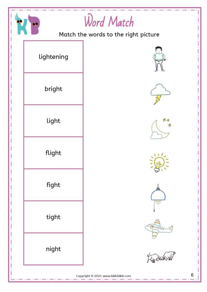 Early Reading: igh Words Worksheet