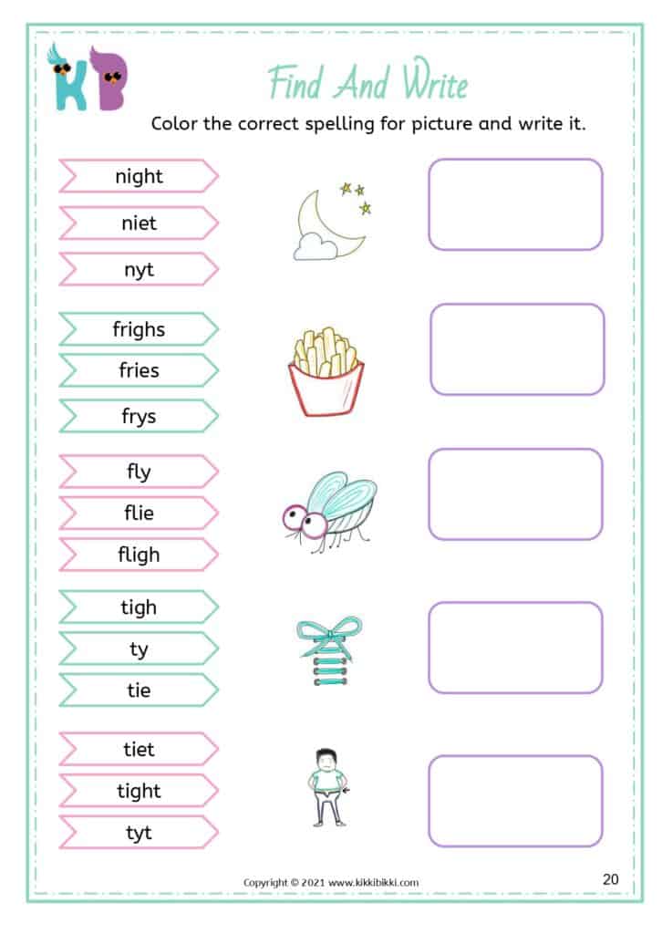 Introduction to y Sound Worksheet