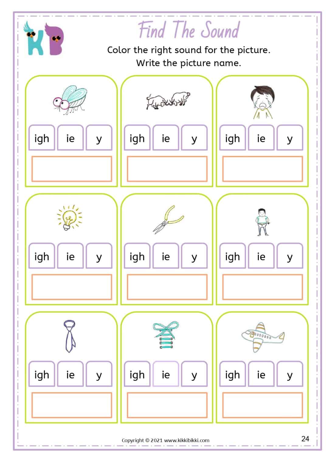 Learn To Spell I Igh Y Sound Words Free Phonics Worksheets