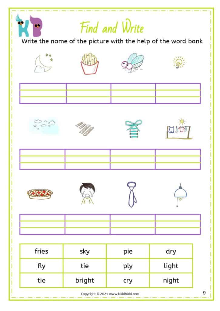 Spelling Bee: IE, IGH, Y Words