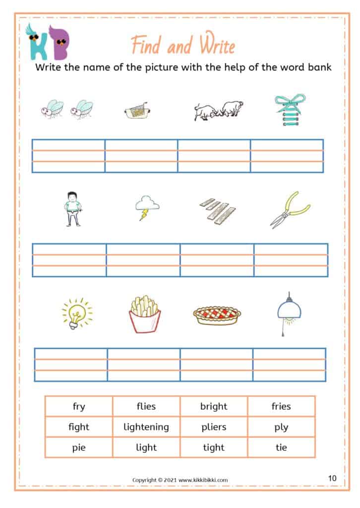 Literacy Activities: IE, IGH, Y Words