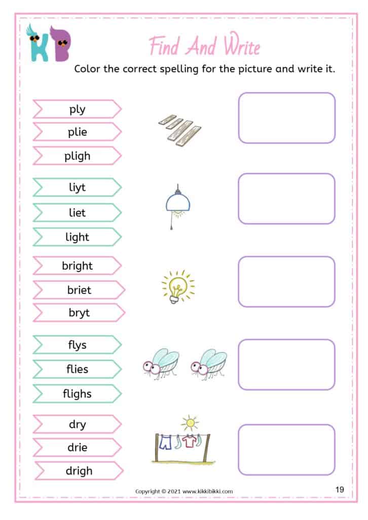 Language Development: IE, IGH, Y Words