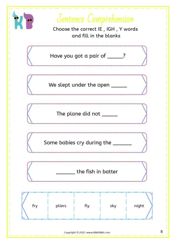 Free Printable: Introduction to y Sound Worksheet