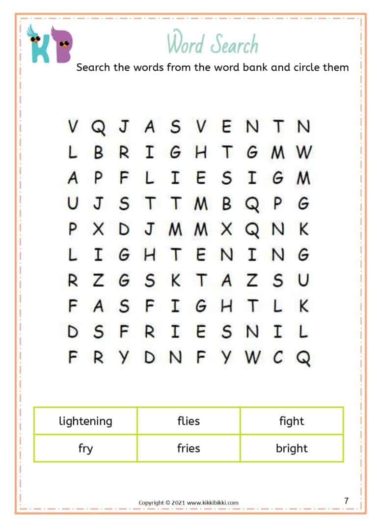 Vocabulary Building: IE, IGH, Y Words