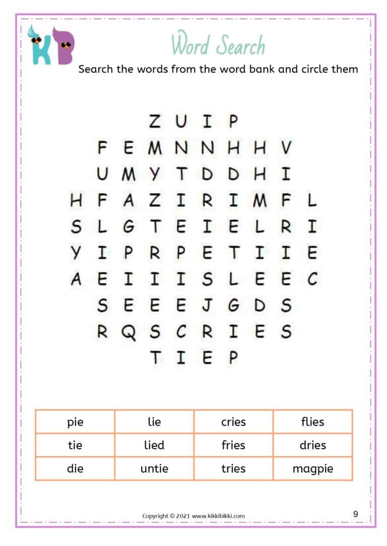 Reading and Spelling: IE, IGH, Y Words