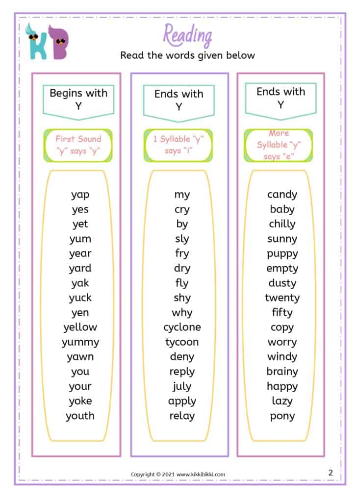 Phonics Practice: IE, IGH, Y Words