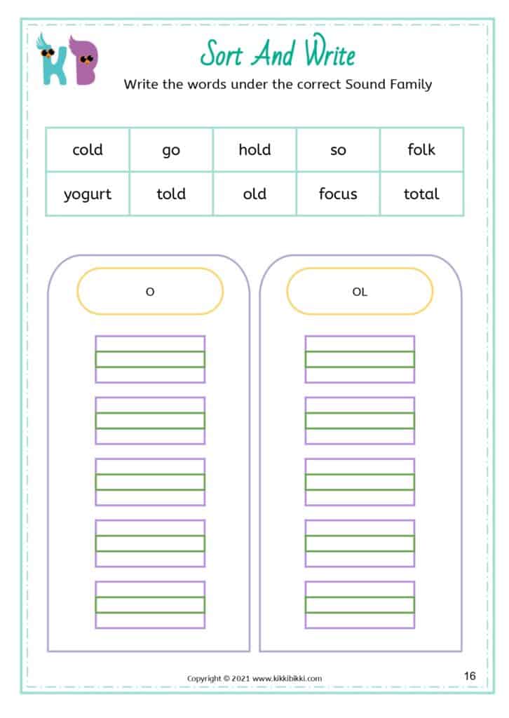 Homeschooling Worksheet: Long O Words