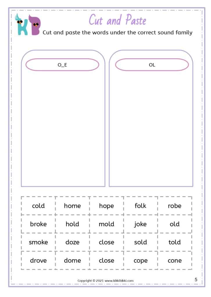 Phonics Worksheet: Long O Words