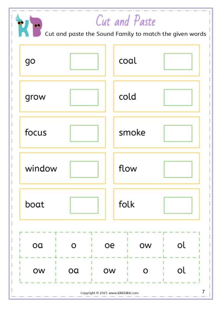 Long O Words Worksheet Image