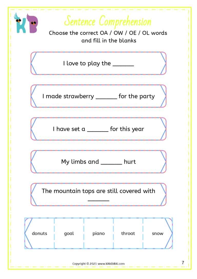 Language Skills: Sound Family oa ow oe ol