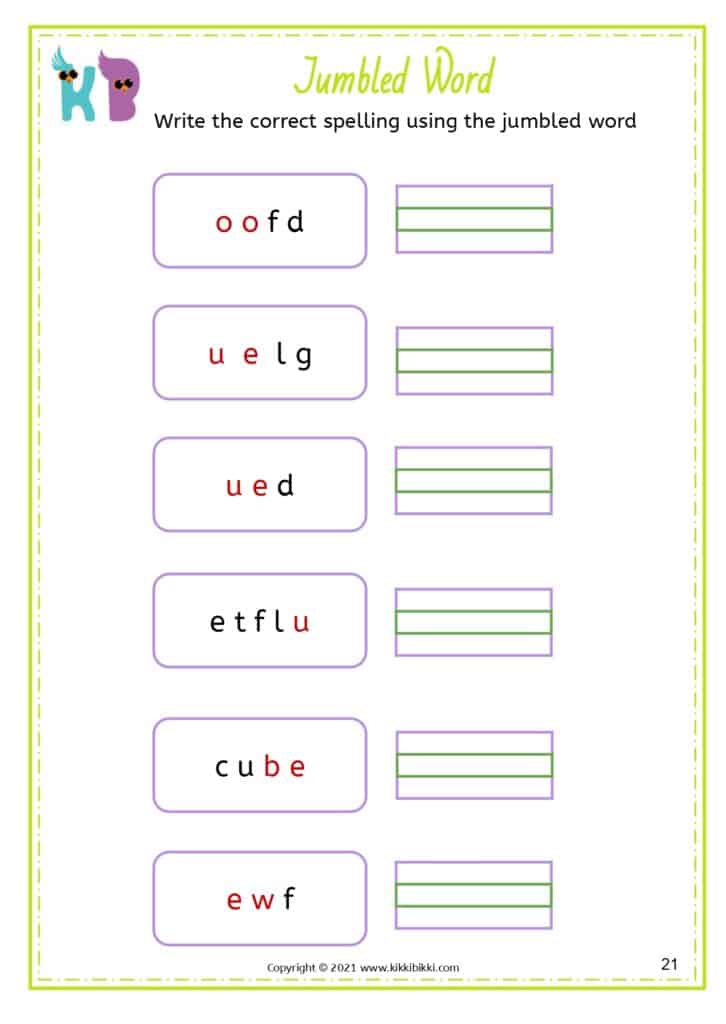 Phonics Practice Sheets for Kindergarten