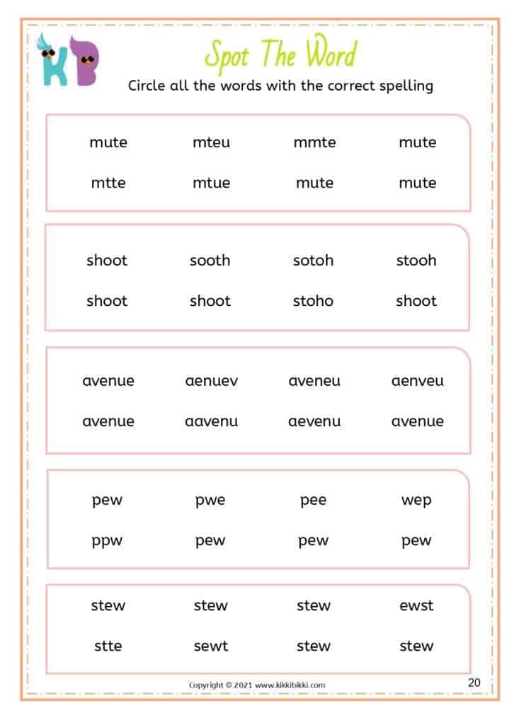 Free Phonics Worksheet