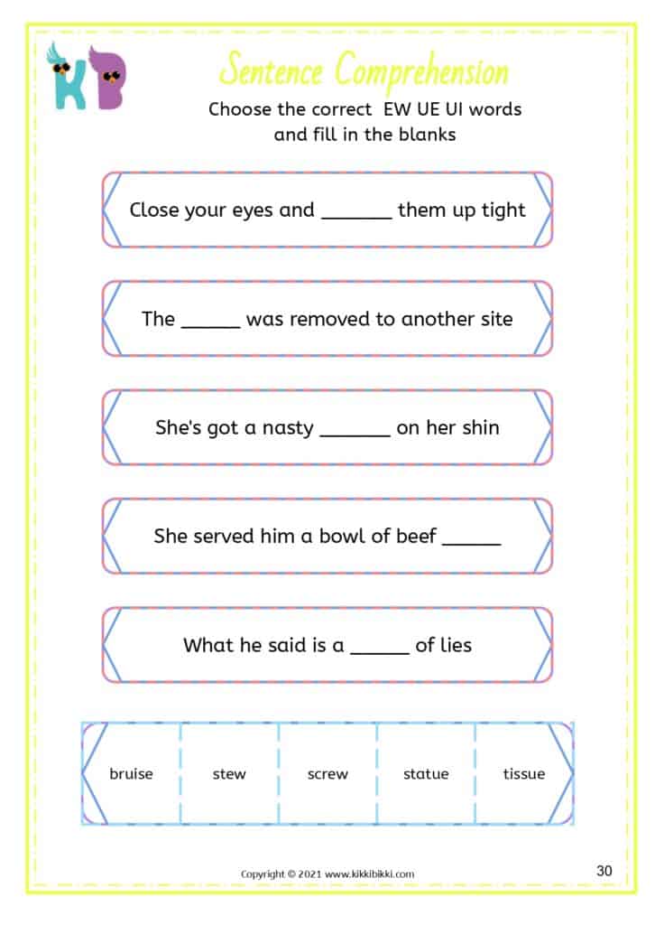 Interactive Sound Words Worksheet