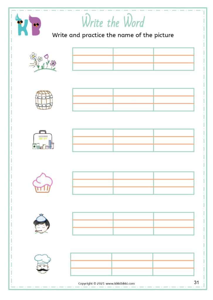 Free Phonics Worksheets for Kindergarten