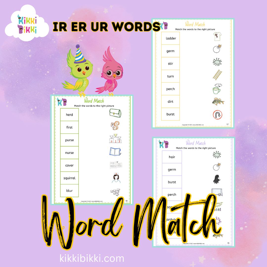 Exploring Bossy R: Word Match Worksheets for Phonics Fun