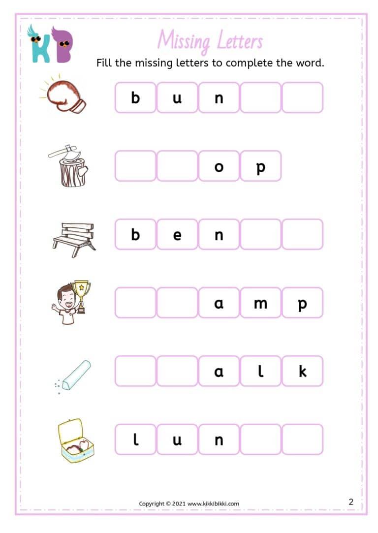 Phonics Practice Sheets for Kindergarten