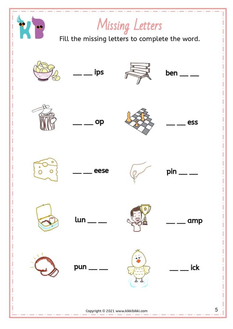 Printable Phonics Worksheets for Kindergarten