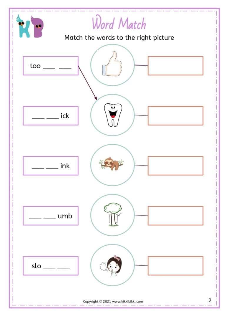 Free Kindergarten Phonics Worksheet
