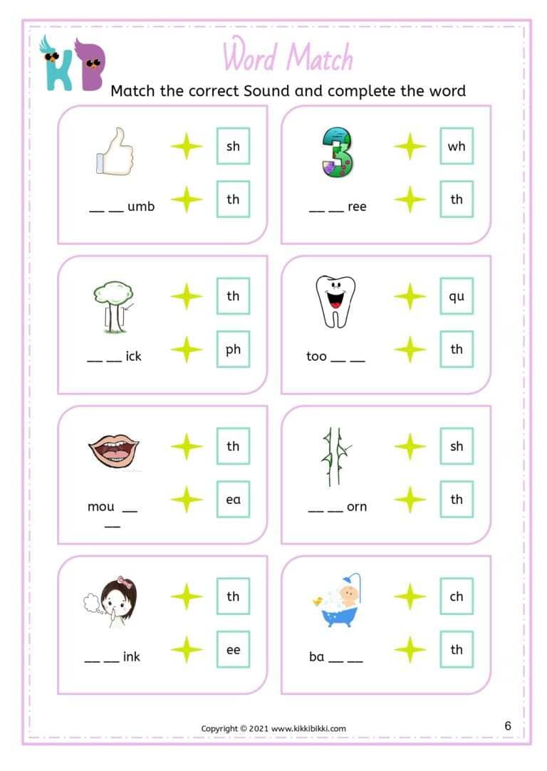 Phonics Activity Sheet for Kids