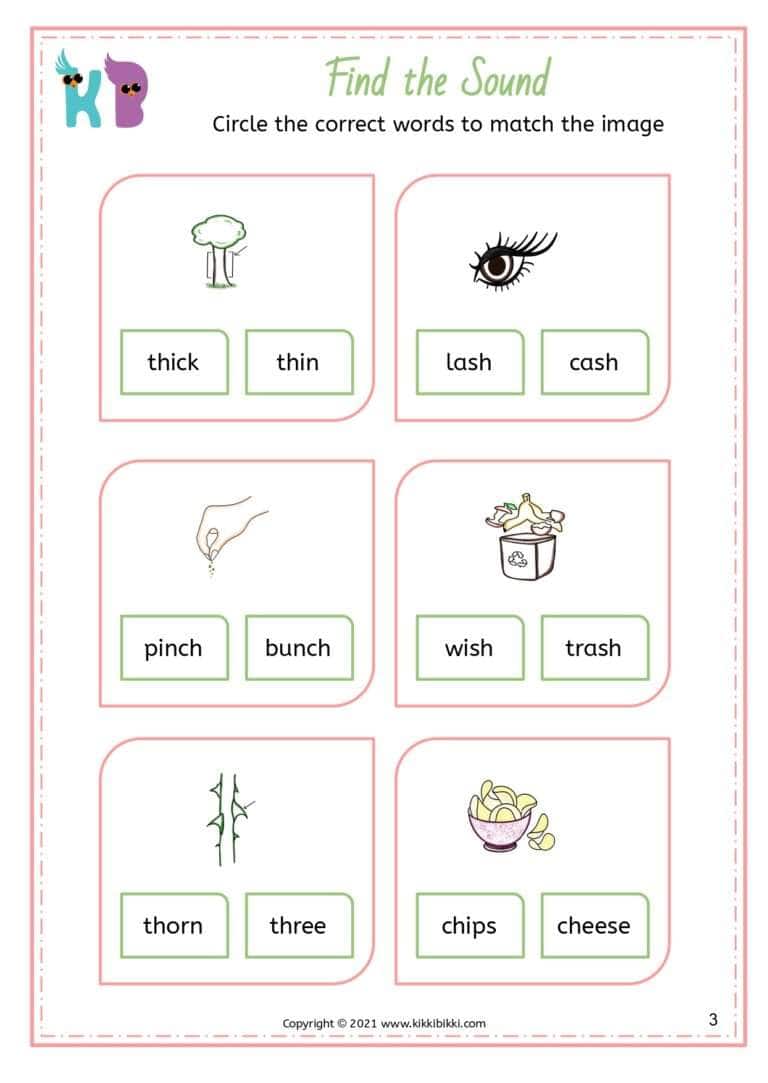 Printable CH SH TH Worksheets