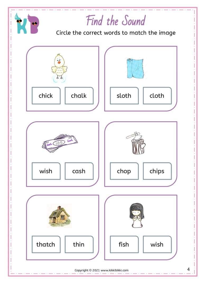 Printable CH SH TH Worksheets