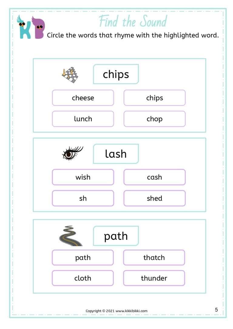 Printable CH SH TH Worksheets