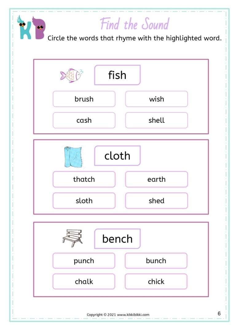 Printable CH SH TH Worksheets