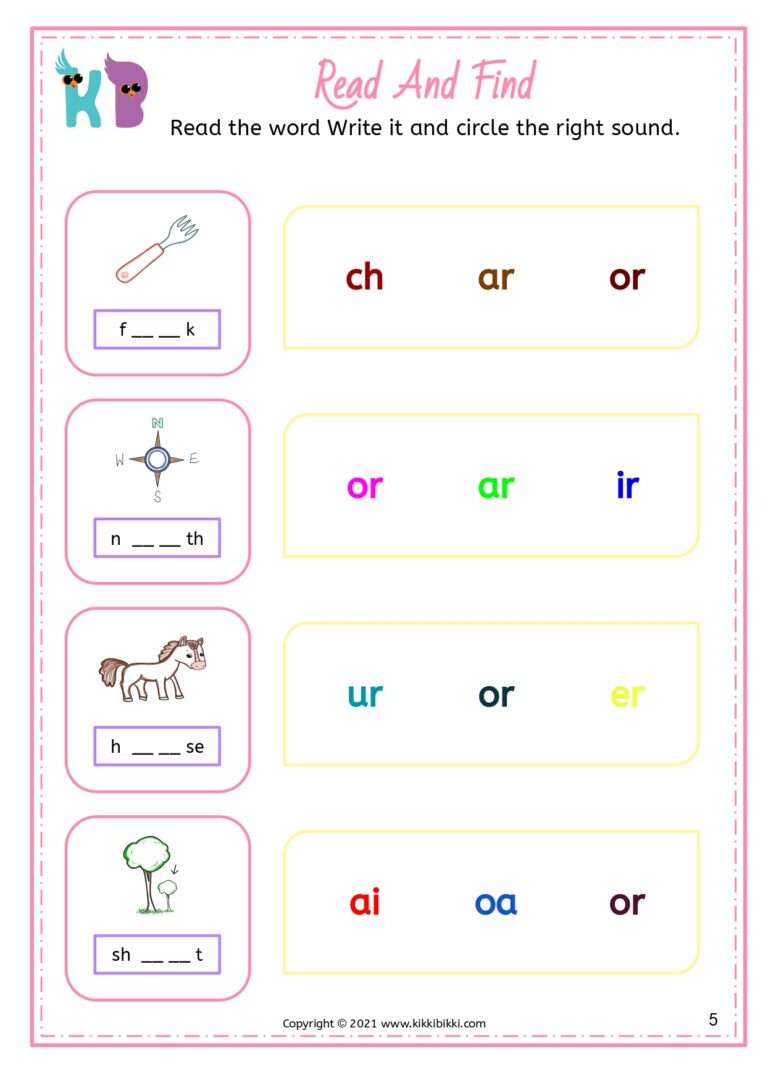 Phonics Worksheet for Kindergarten