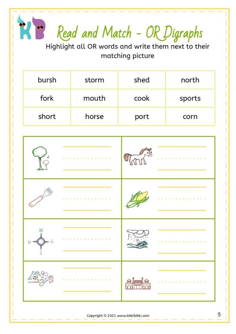Phonics Practice Sheets for Kindergarten