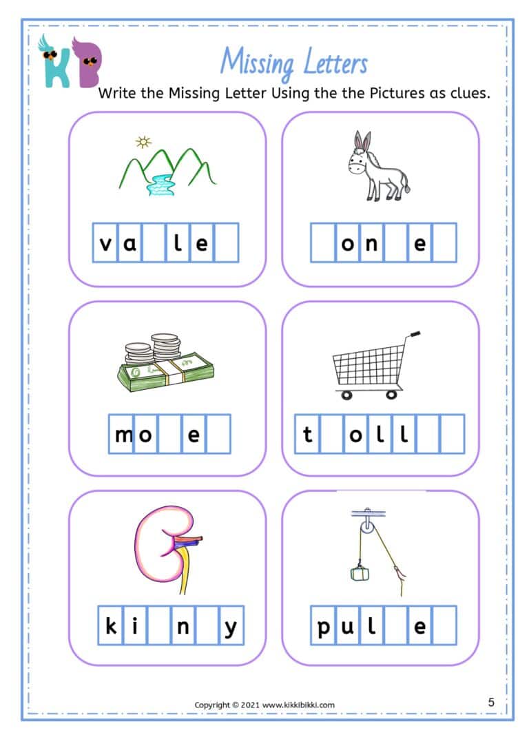 Phonics Practice Sheets for Kindergarten