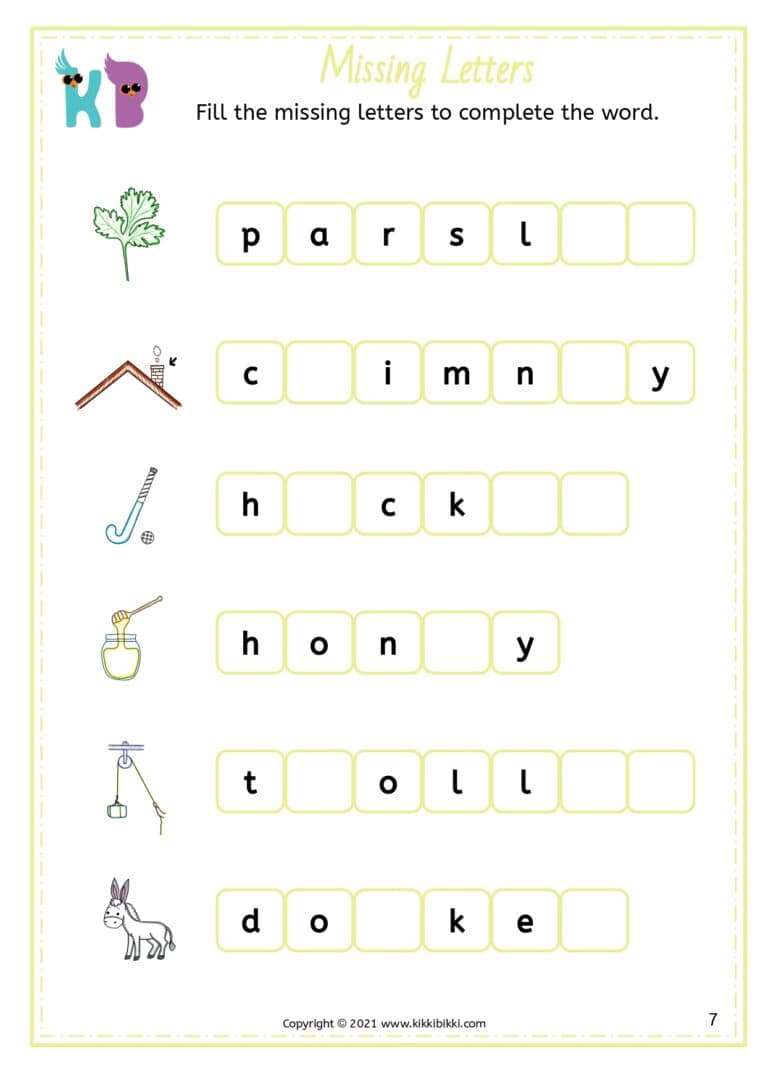 Free Phonics Worksheets for Kindergarten