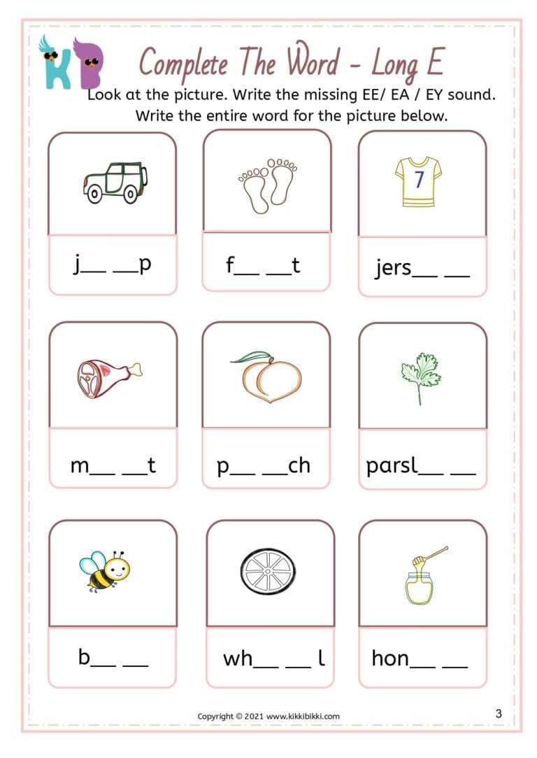 Free Phonics Worksheets for Kindergarten