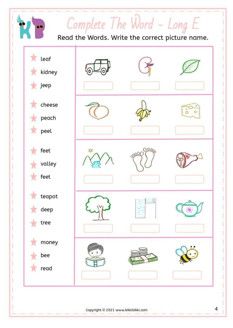 Phonics Word Worksheets for Kindergarten