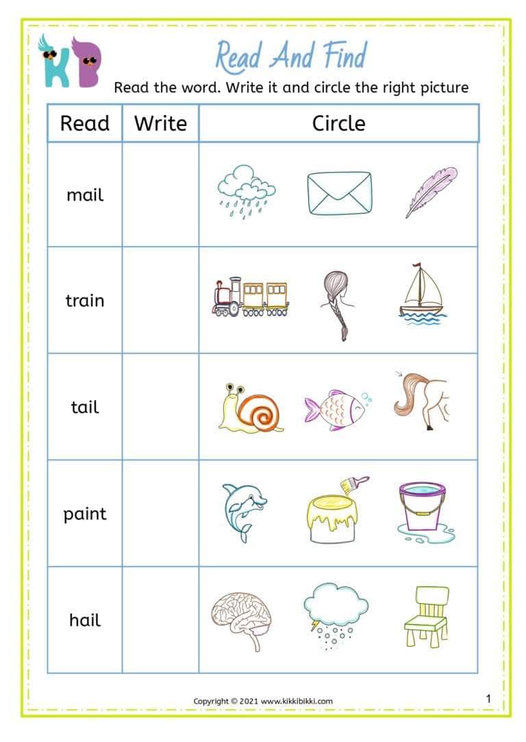 Phonics Practice Sheets for Kindergarten