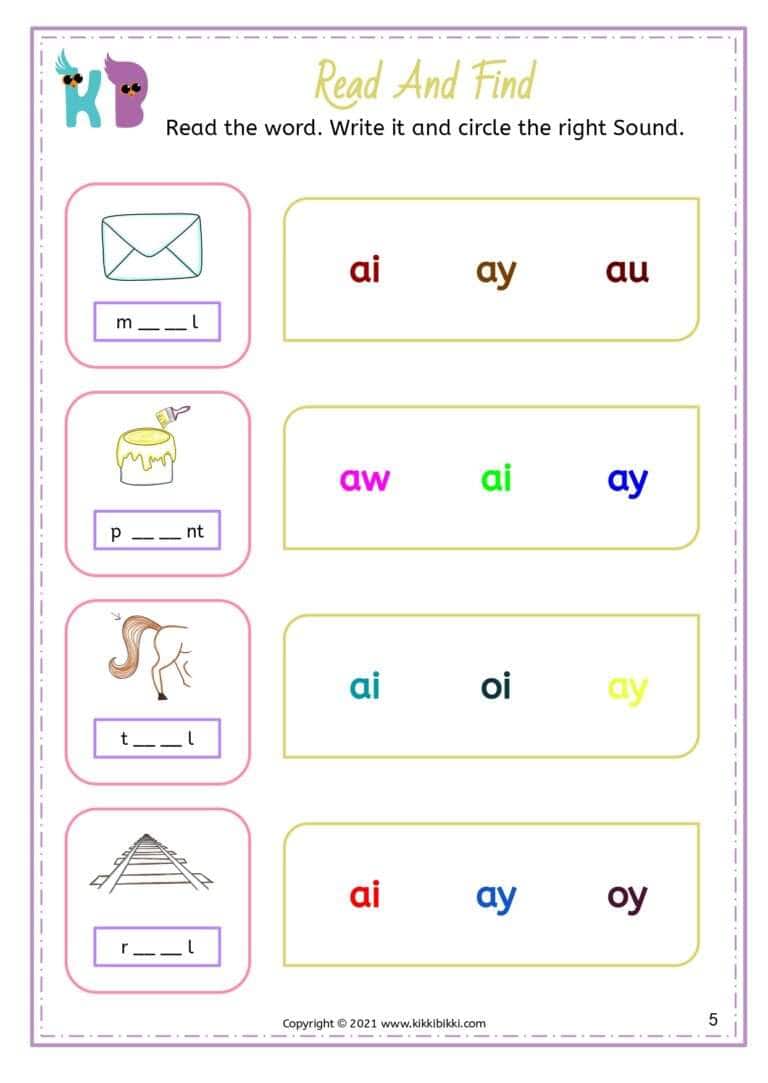 Phonics Activity Sheets for Kindergarten