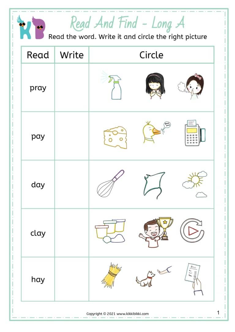 Free Download Phonics Worksheets for Kindergarten