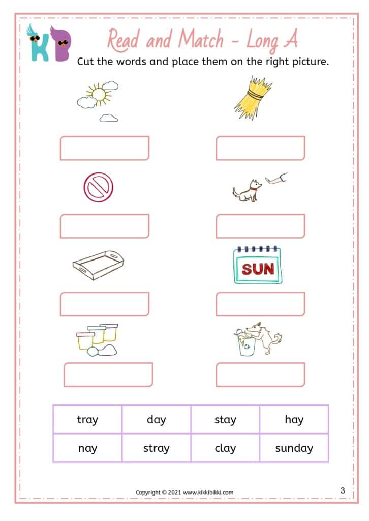 Exploring Vowel Digraphs: AY Sound Read and Match Worksheet