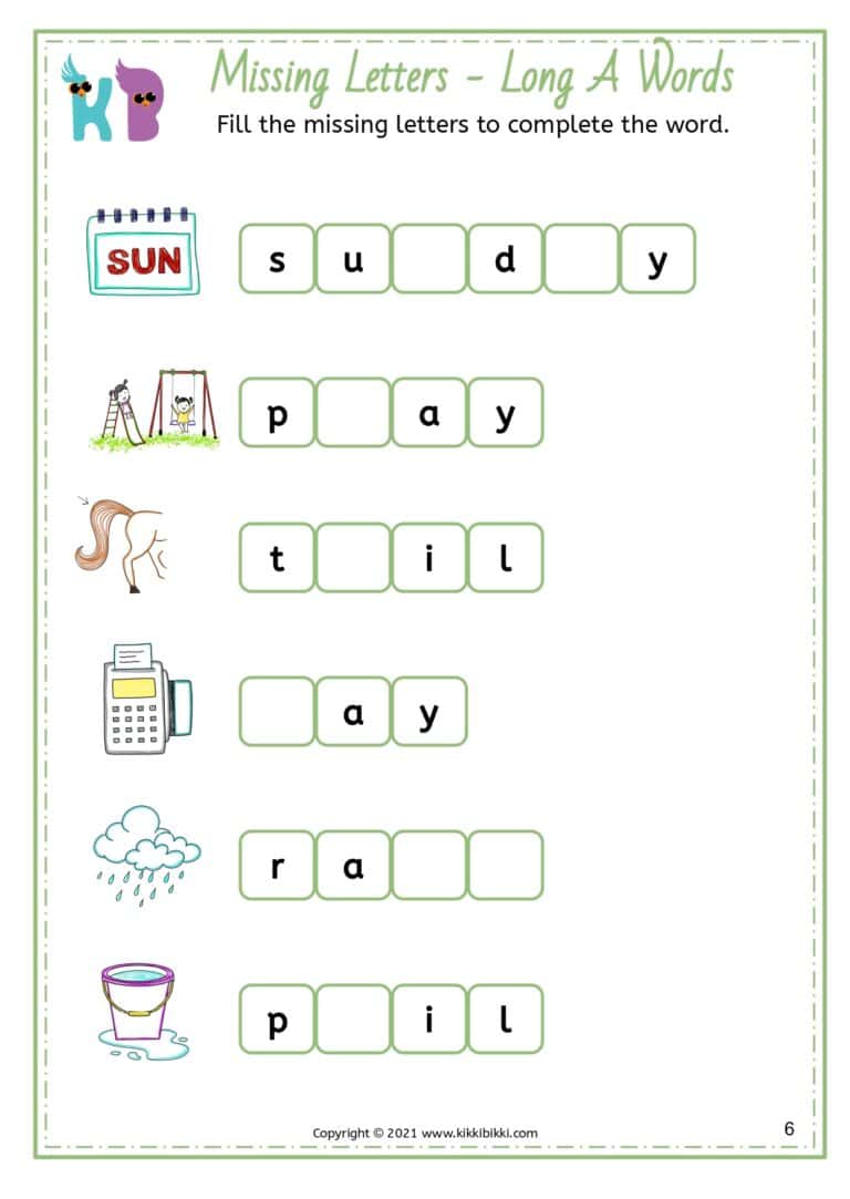 Free Kindergarten Phonics Worksheet