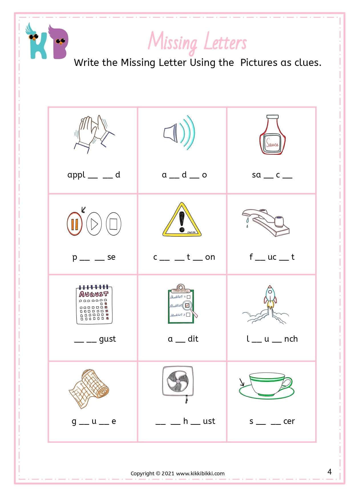 Free Vowel Diphthong Worksheets for Missing Letters Practice