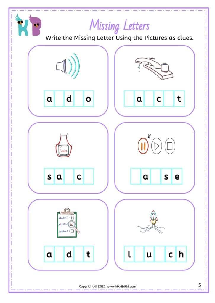Free Vowel Diphthong Worksheets for Missing Letters Practice