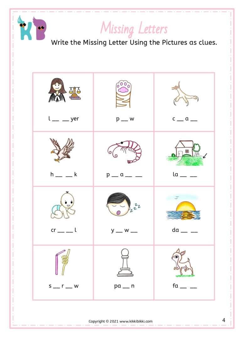 Phonics Word Worksheets for Kindergarten